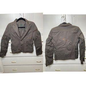 Militarily Green Utility Jacket  | Distressed style | fitted Small